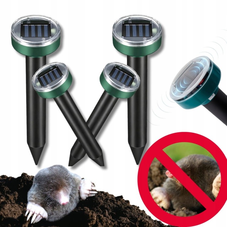 4x SILNY ODSTRASZACZ SOLARNY KRETÓW NORNIC GRYZONI NA KRETY NORNICE MYSZY