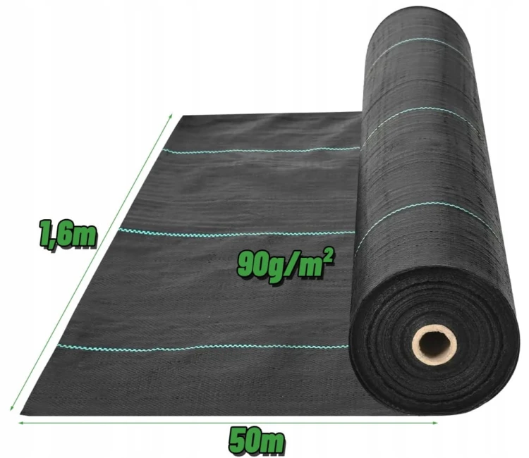 Agrowłóknina 1,6x50m 90g/m² Agrotkanina Czarna Mata Ściółkująca UV