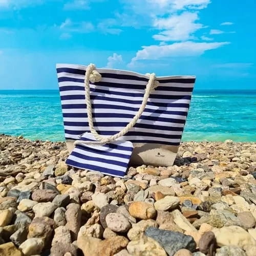 TORBA PLAŻOWA NA PLAŻĘ DUŻA TOREBKA ZAKUPY PIKNIK W MARYNISTYCZNYM STYLU XL
