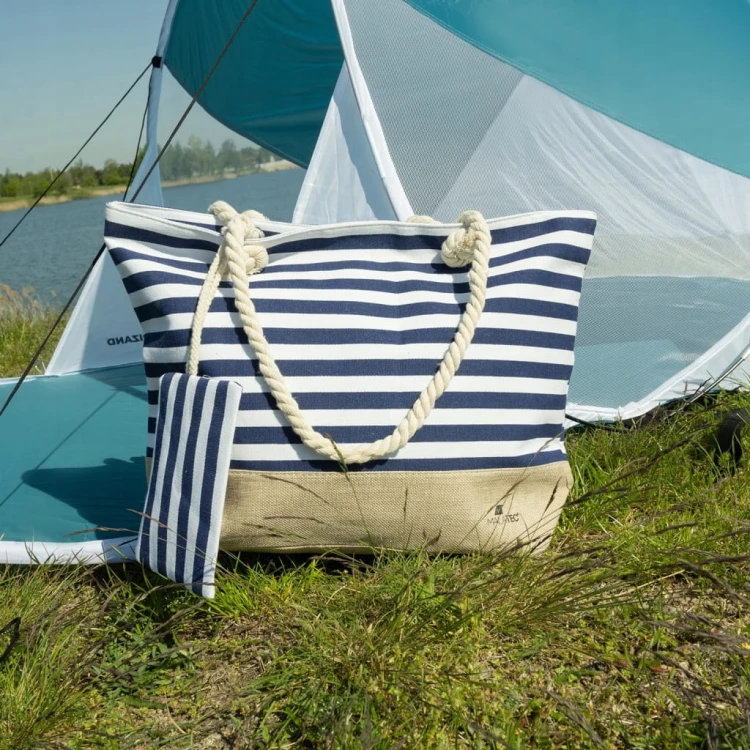 TORBA PLAŻOWA NA PLAŻĘ DUŻA TOREBKA ZAKUPY PIKNIK W MARYNISTYCZNYM STYLU XL