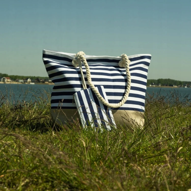 TORBA PLAŻOWA NA PLAŻĘ DUŻA TOREBKA ZAKUPY PIKNIK W MARYNISTYCZNYM STYLU XL