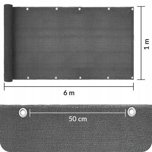 OSŁONA NA BALKON BALKONOWA TARAS SIATKA PRZECIWSŁONECZNA UV 95% 180g 1x6 m