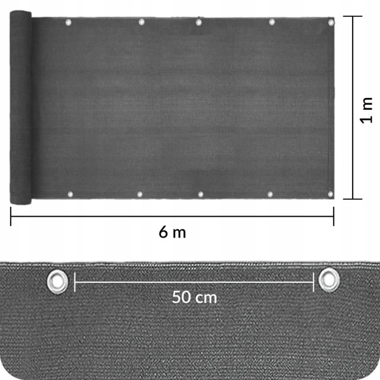 OSŁONA NA BALKON BALKONOWA TARAS SIATKA PRZECIWSŁONECZNA UV 95% 180g 1x6 m