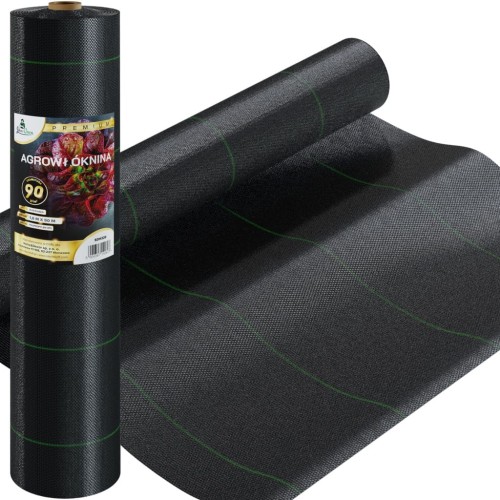 AGROWŁÓKNINA 90G 1,6 X 50M CZARNA UV AGROTKANINA MATA ANTYCHWASTOWA