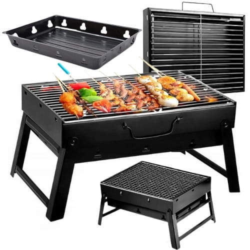 GRILL SKŁADANY TURYSTYCZNY WALIZKA PRZENOŚNY WĘGLOWY BBQ