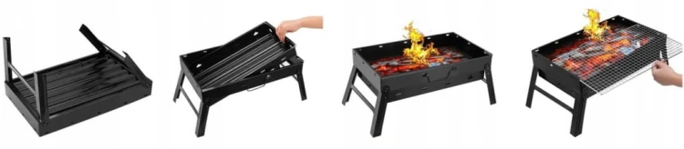GRILL SKŁADANY TURYSTYCZNY WALIZKA PRZENOŚNY WĘGLOWY BBQ