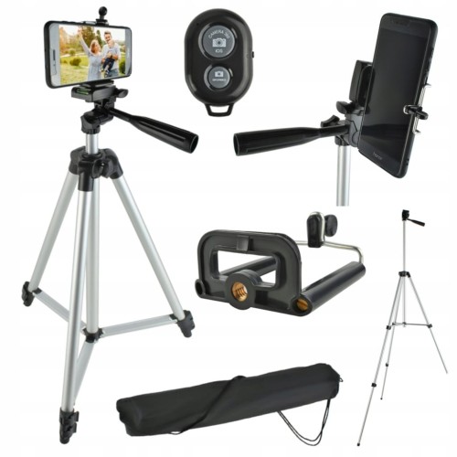 Statyw 133cm + Pilot Uchwyt na Telefon Kamerę Aparat Zestaw 4w1 Tripod