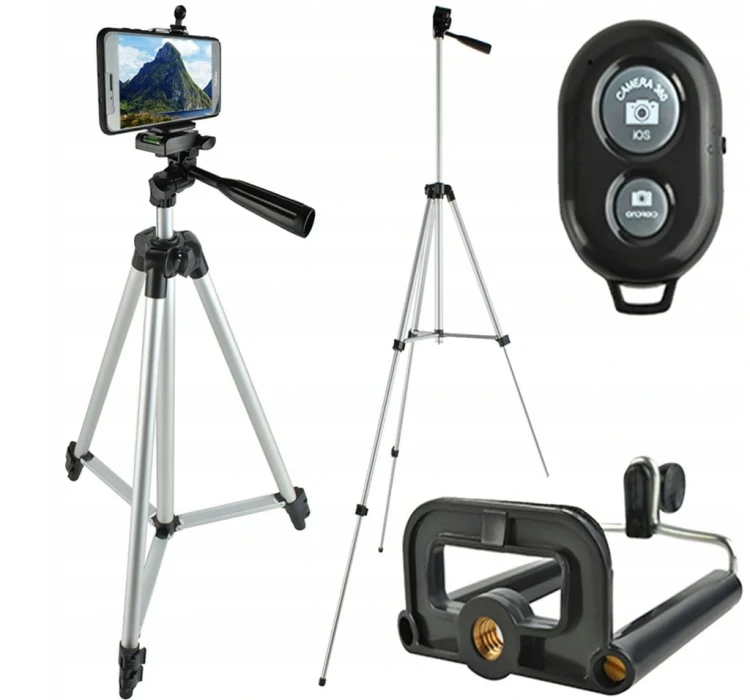 Statyw 133cm + Pilot Uchwyt na Telefon Kamerę Aparat Zestaw 4w1 Tripod