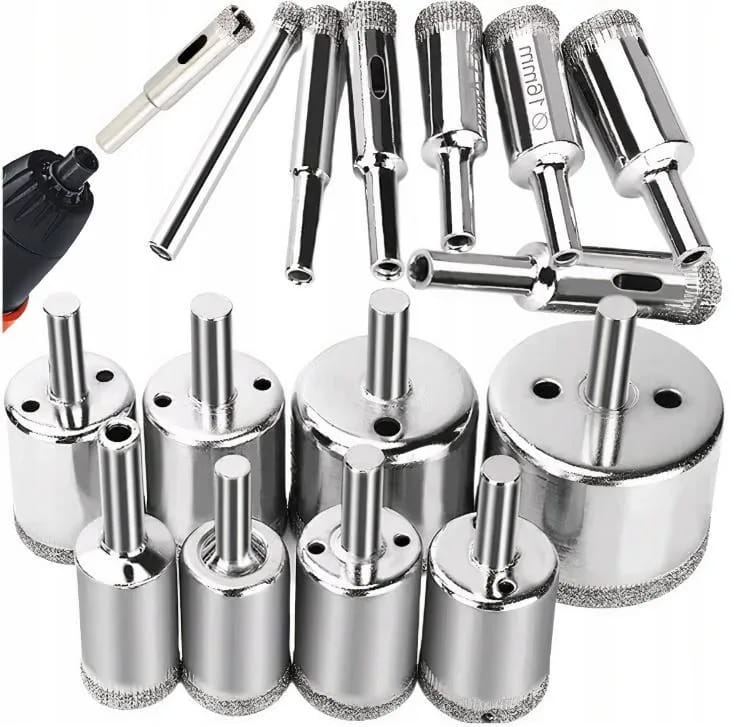 OTWORNICE DIAMENTOWE DO GRESU PŁYTEK SZKŁA KORONKI ZESTAW 15 SZT 6 - 50 mm