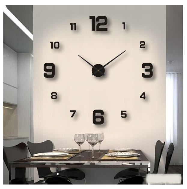 NOWOCZESNY ZEGAR ŚCIENNY 3D NAKLEJANY DIY 70-130CM