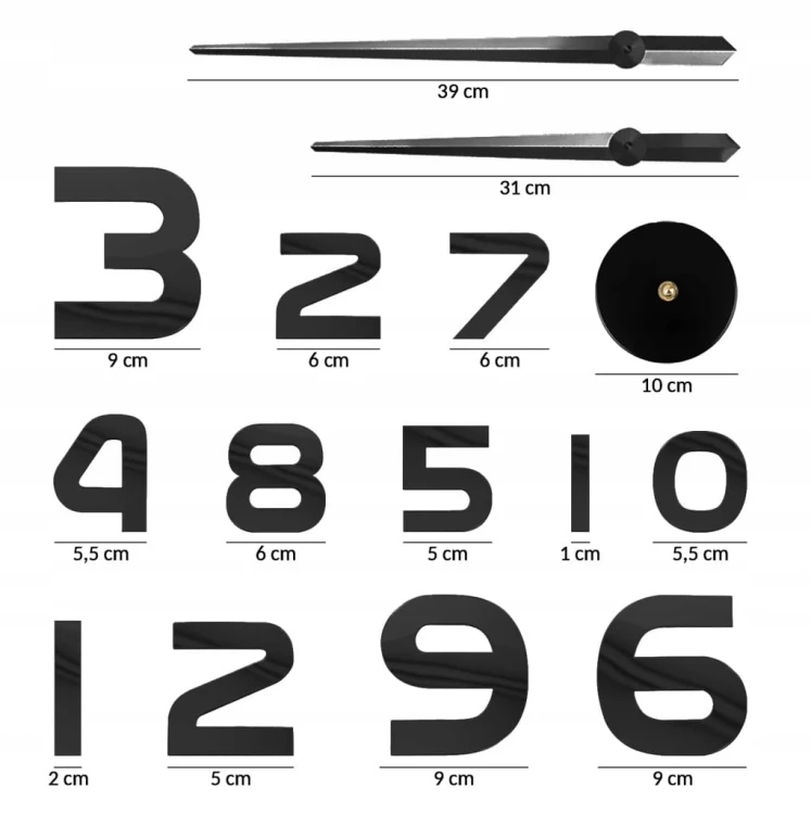 NOWOCZESNY ZEGAR ŚCIENNY 3D NAKLEJANY DIY 70-130CM
