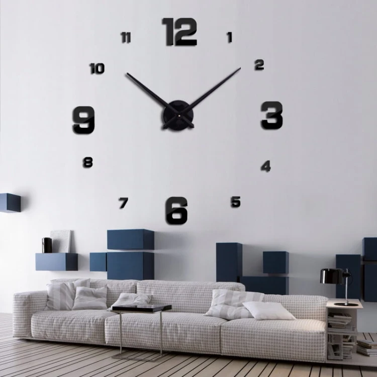 NOWOCZESNY ZEGAR ŚCIENNY 3D NAKLEJANY DIY 70-130CM