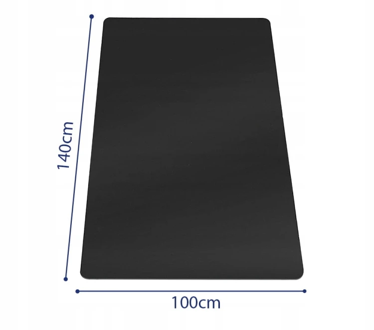 MATA OCHRONNA CZARNA PODKŁADKA POD FOTEL KRZESŁO NA PODŁOGĘ 140 x 100 CM