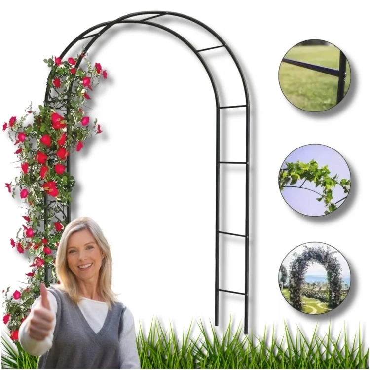 PERGOLA OGRODOWA ŁUK NA RÓŻE KWIATY METALOWA DEKORACYJNA 240 cm