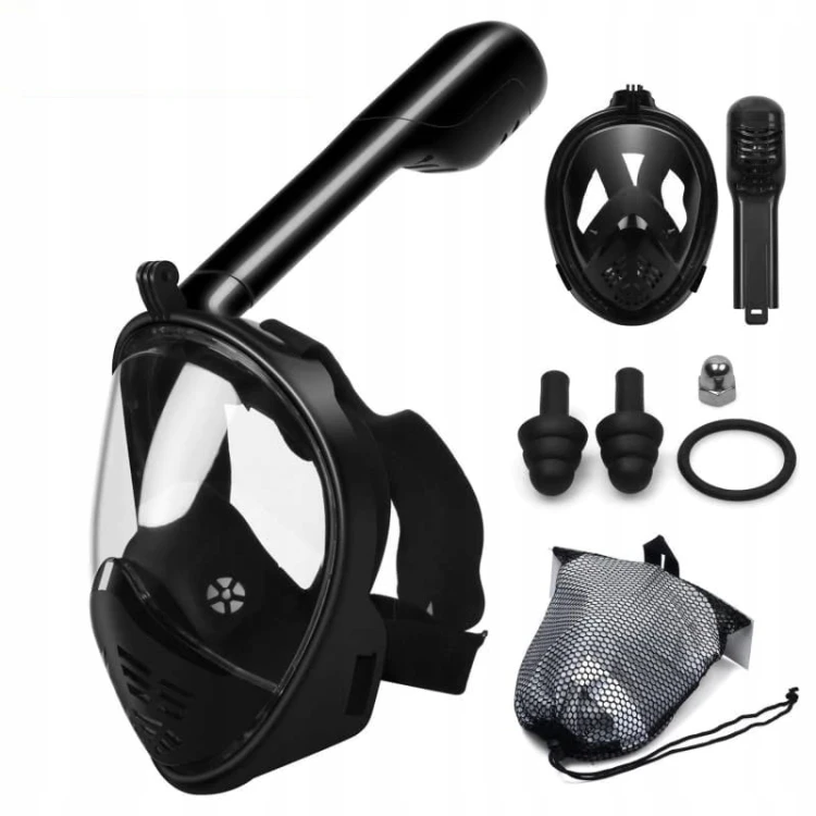 MASKA DO NURKOWANIA PEŁNOTWARZOWA DO SNORKELINGU NURKOWANIE CZARNY L/XL