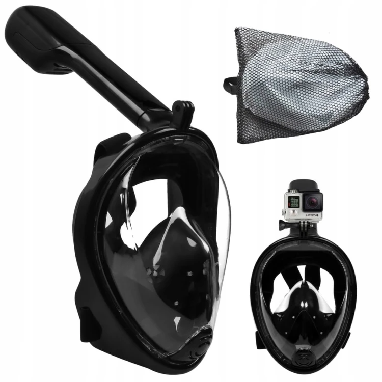 MASKA DO NURKOWANIA PEŁNOTWARZOWA DO SNORKELINGU NURKOWANIE CZARNY L/XL