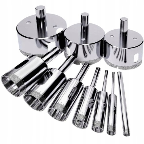 OTWORNICE DIAMENTOWE DO GRESU PŁYTEK SZKŁA KORONKI ZESTAW 10 SZT 6 - 68 mm