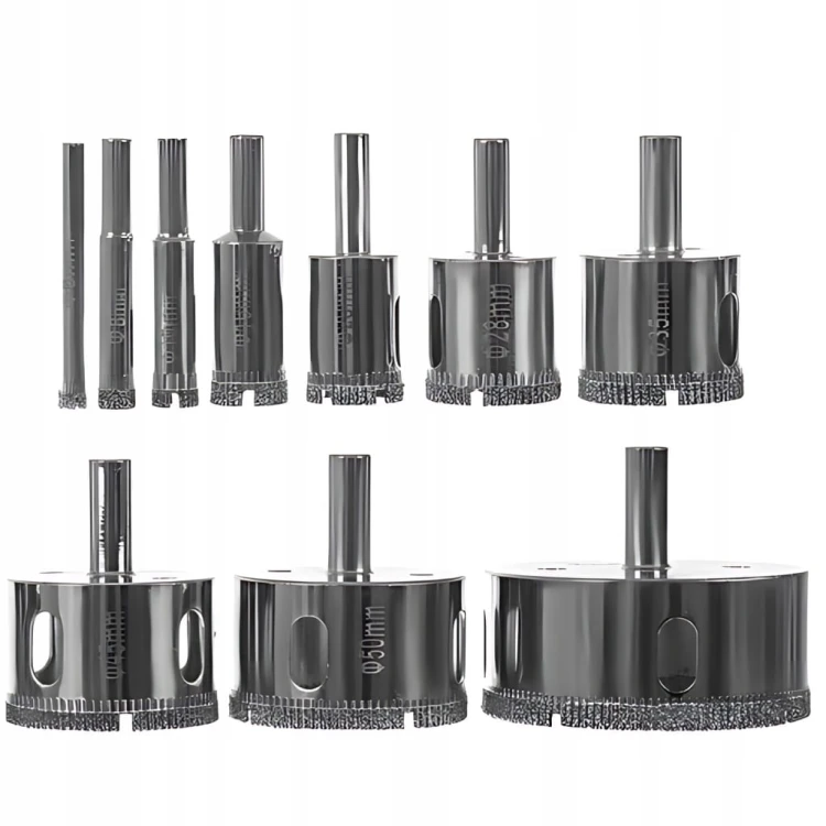 OTWORNICE DIAMENTOWE DO GRESU PŁYTEK SZKŁA KORONKI ZESTAW 10 SZT 6 - 68 mm