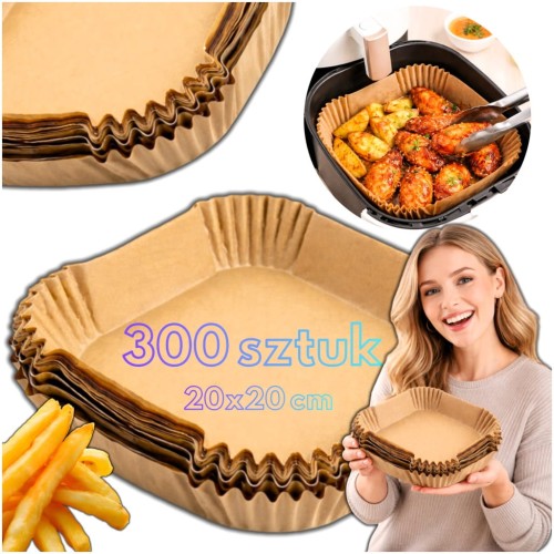 300 x WKŁAD PAPIEROWY AIR FRYER FOREMKI TACKI DO FRYTKOWNICY BEZTŁUSZCZOWEJ