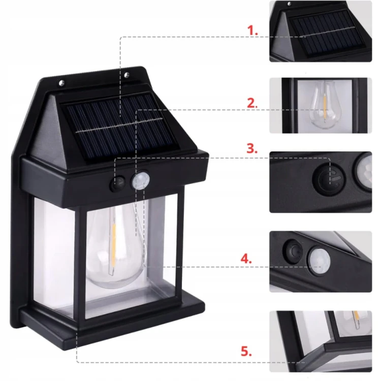 LAMPA SOLARNA OGRODOWA KINKIET ELEWACYJNY OGRÓD LED CZUJNIK RUCHU ZMIERZCHU