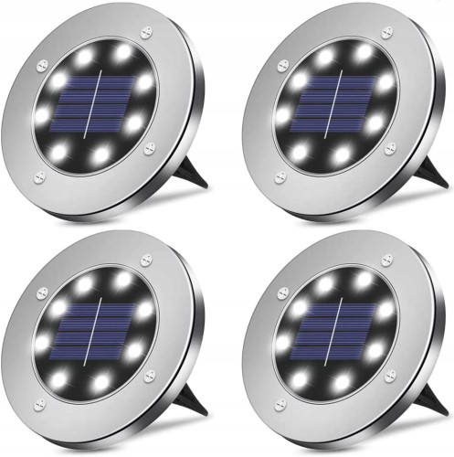 LAMPKI SOLARNE OGRODOWE LAMPY LED DYSKI GRUNTOWE WBIJANE NAJAZDOWE ŚWIECĄCE