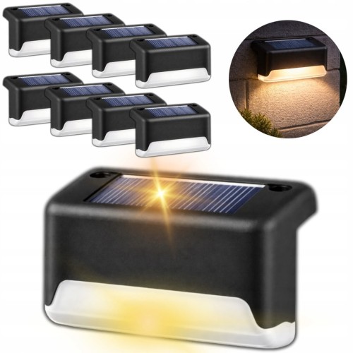 8x LAMPA SOLARNA NA SCHODY LAMPKI OGRODOWE LED SCHODOWE NA TARAS ZEWNĘTRZNE