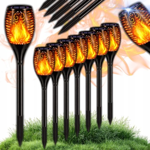 LAMPA SOLARNA OGRODOWA LED POCHODNIA PŁOMIEŃ OGIEŃ LAMPKI SOLARNE 12 SZTUK