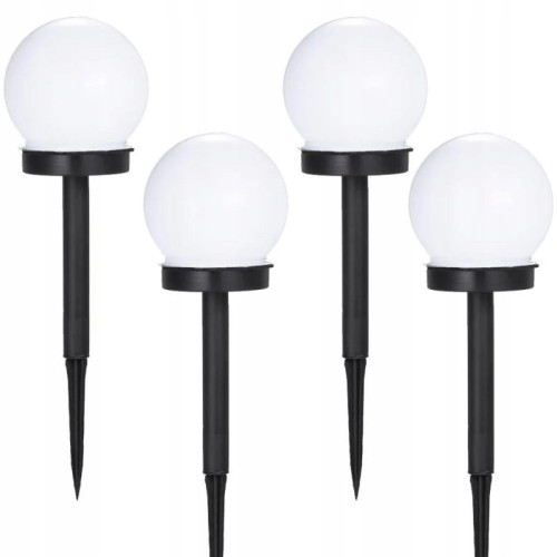 12x KULA SOLARNA LAMPA LED OGRODOWA WBIJANA BIAŁA 36CM KULE OGRODOWE LAMPKI