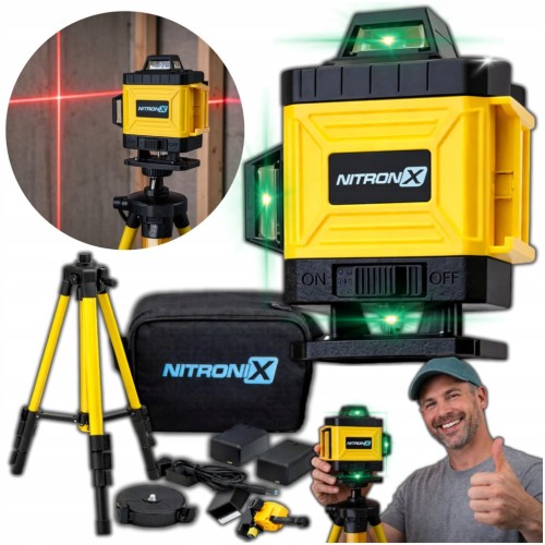 POZIOMNICA LASEROWA POZIOMICA 4D 16 LINII KRZYŻOWA 360 LASER ZESTAW STATYW