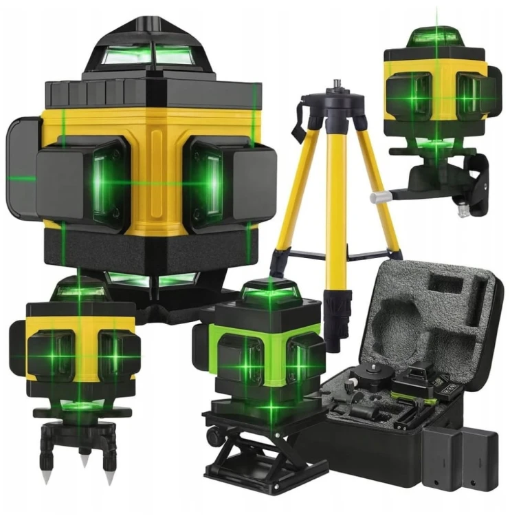 POZIOMNICA LASEROWA POZIOMICA 4D 16 LINII KRZYŻOWA 360 LASER ZESTAW STATYW