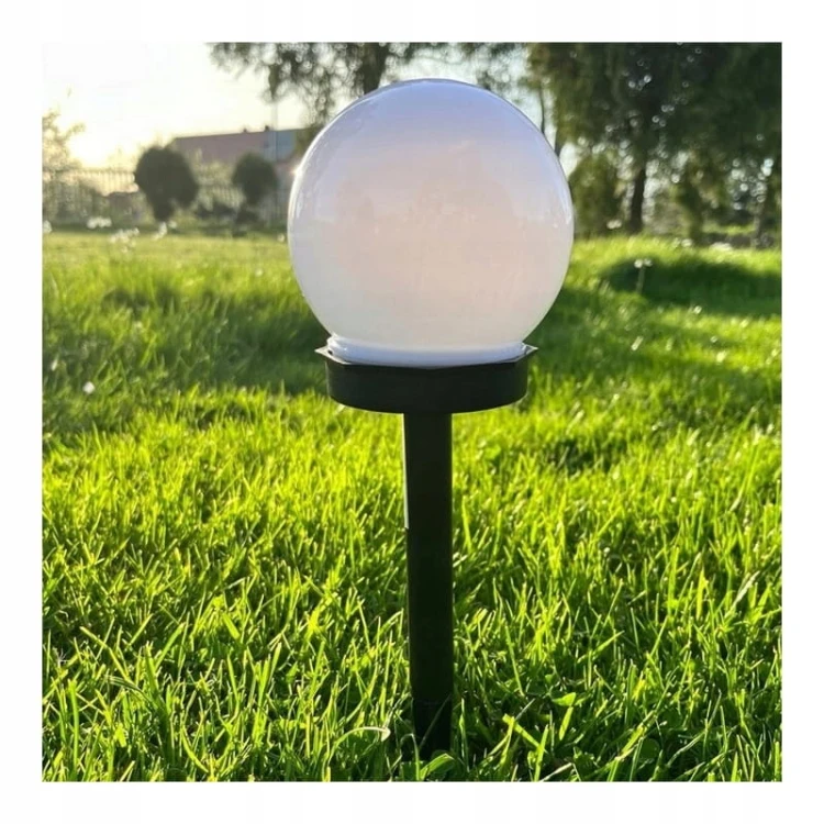 6x KULA SOLARNA LAMPA LED OGRODOWA WBIJANA BIAŁA 36 CM KULE OGRODOWE LAMPKI