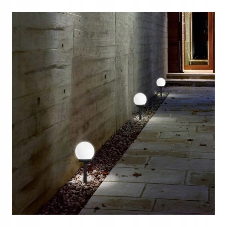 6x KULA SOLARNA LAMPA LED OGRODOWA WBIJANA BIAŁA 36 CM KULE OGRODOWE LAMPKI