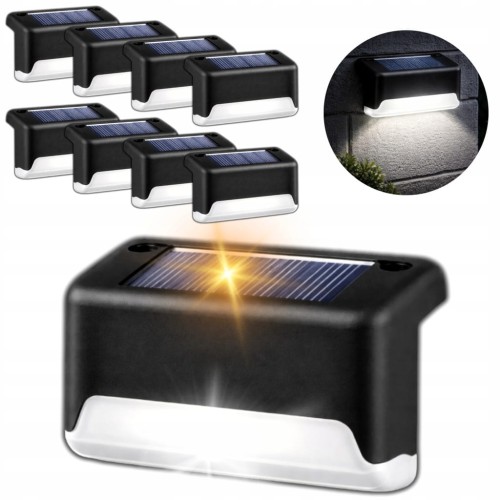 8x LAMPA SOLARNA NA SCHODY LAMPKI OGRODOWE LED SCHODOWE NA TARAS ZEWNĘTRZNE