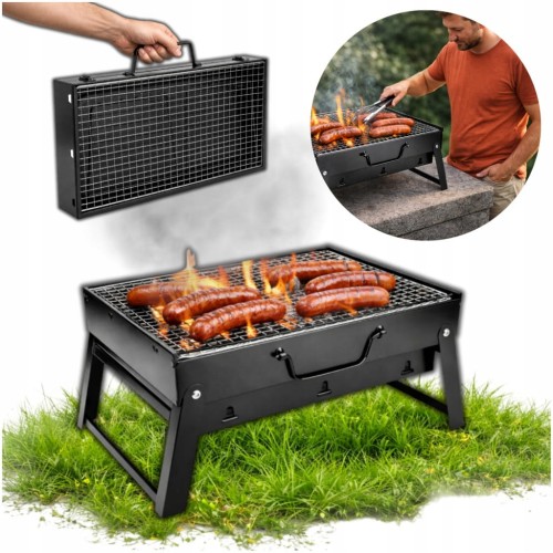 GRILL WĘGLOWY OGRODOWY TURYSTYCZNY WALIZKA SKŁADANY PRZENOŚNY BBQ