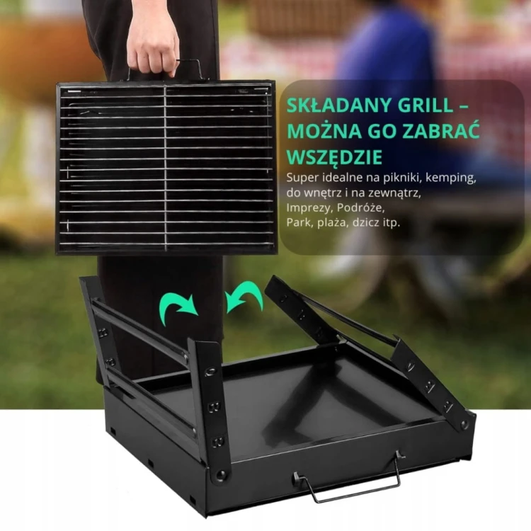 GRILL WĘGLOWY OGRODOWY TURYSTYCZNY WALIZKA SKŁADANY PRZENOŚNY BBQ