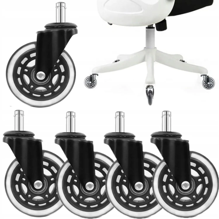 KÓŁKA DO FOTELA KRZESŁA OBROTOWE KAUCZUKOWE GUMOWE 5 SZT ŁOŻYSKOWANE 11 MM