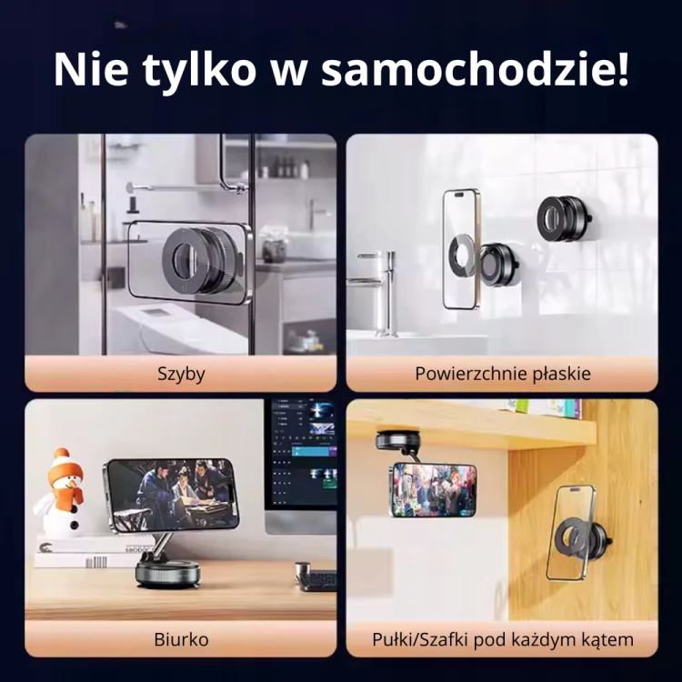 UCHWYT NA TELEFON DO SAMOCHODU Z PRZYSSAWKĄ PRÓŻNIOWY NA SZYBĘ DO MAGSAFE