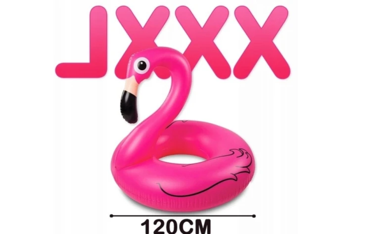 DMUCHANY FLAMING KOŁO DO PŁYWANIA 120 CM RÓŻOWY NAD WODĘ BASEN PONTON XXL