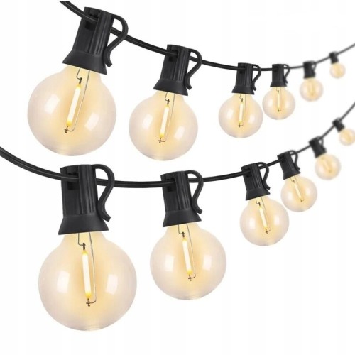 GIRLANDA LED OGRODOWA NA LAMPKI ŚWIETLNA ŻARÓWKA WODOSZCZELNA ŁAŃCUCH 20 M