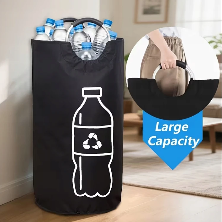 KOSZ TORBA NA BUTELKI KAUCYJNE ZWROTNE PLASTIK POJEMNIK SKŁADANY RĄCZKA 82L