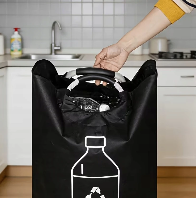 KOSZ TORBA NA BUTELKI KAUCYJNE ZWROTNE PLASTIK POJEMNIK SKŁADANY RĄCZKA 82L