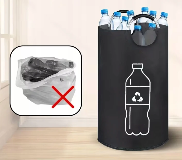KOSZ TORBA NA BUTELKI KAUCYJNE ZWROTNE PLASTIK POJEMNIK SKŁADANY RĄCZKA 82L