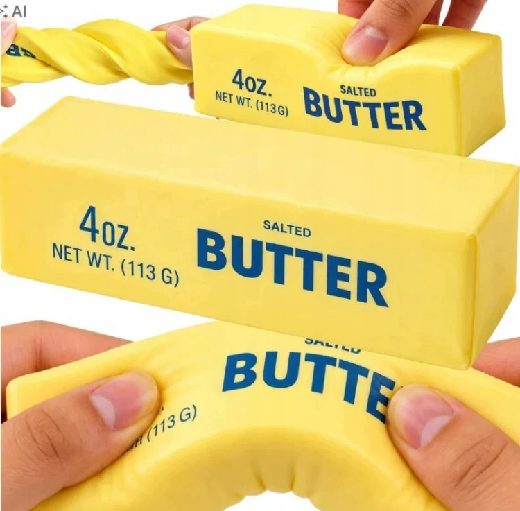 GNIOTEK ANTYSTRESOWY MASŁO MASEŁKO BUTTER KOSTKA MASŁA ZABAWKA SENSORYCZNA
