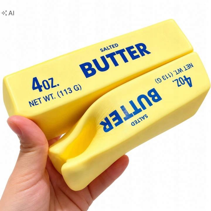 GNIOTEK ANTYSTRESOWY MASŁO MASEŁKO BUTTER KOSTKA MASŁA ZABAWKA SENSORYCZNA