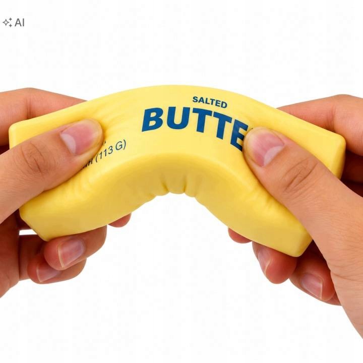 GNIOTEK ANTYSTRESOWY MASŁO MASEŁKO BUTTER KOSTKA MASŁA ZABAWKA SENSORYCZNA