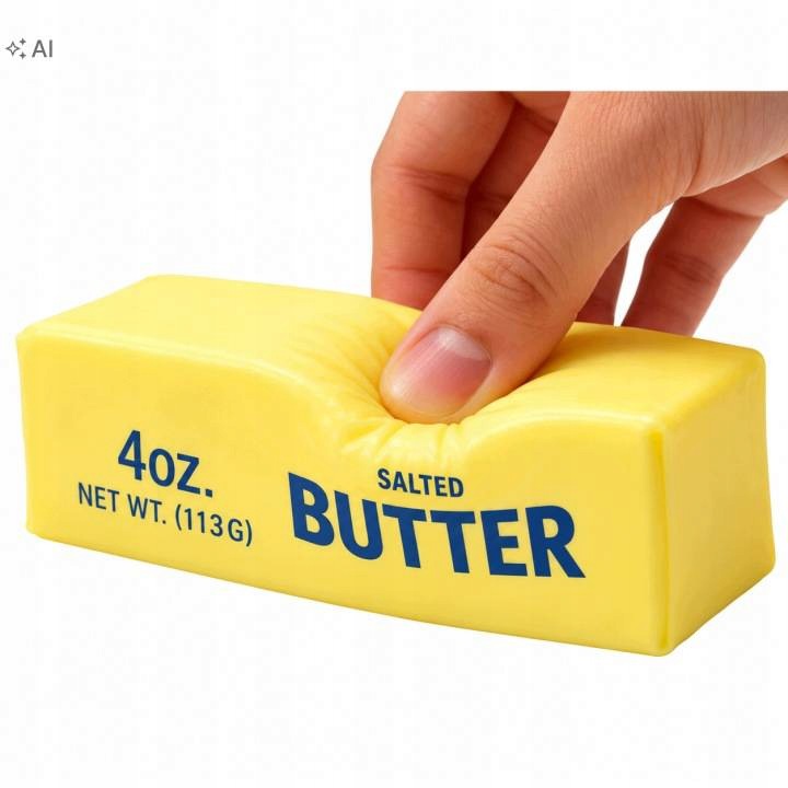 GNIOTEK ANTYSTRESOWY MASŁO MASEŁKO BUTTER KOSTKA MASŁA ZABAWKA SENSORYCZNA