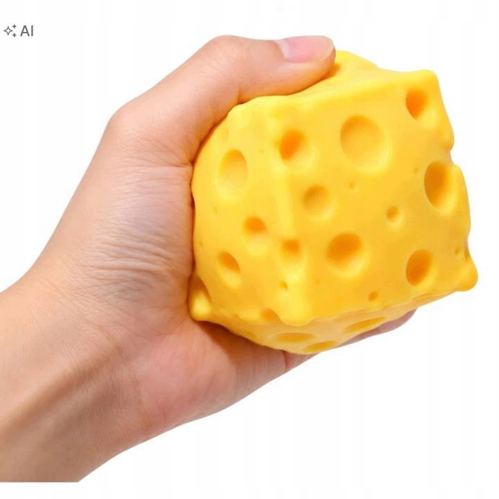 Gniotek Kostka Sera 5 cm Squishy Wazelinowy Antystresowy Sensoryczny Ser