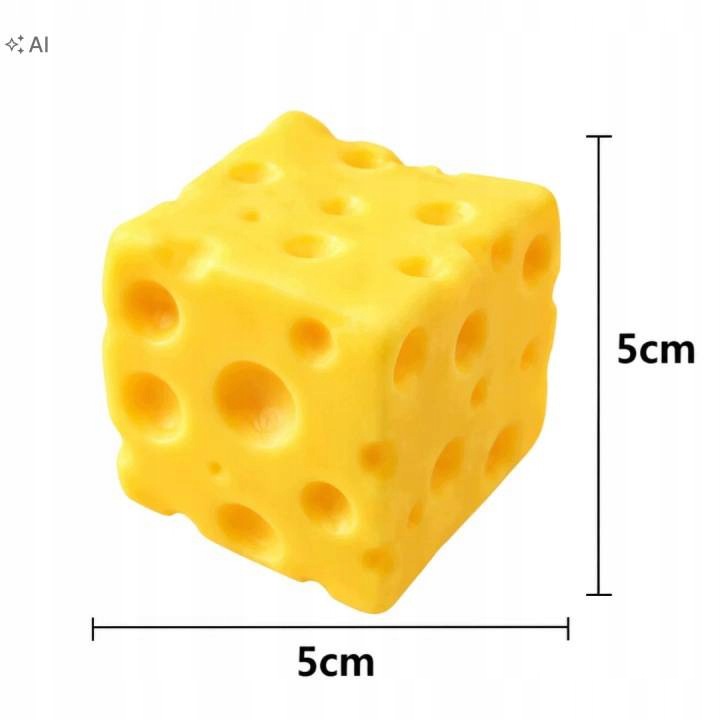 Gniotek Kostka Sera 5 cm Squishy Wazelinowy Antystresowy Sensoryczny Ser