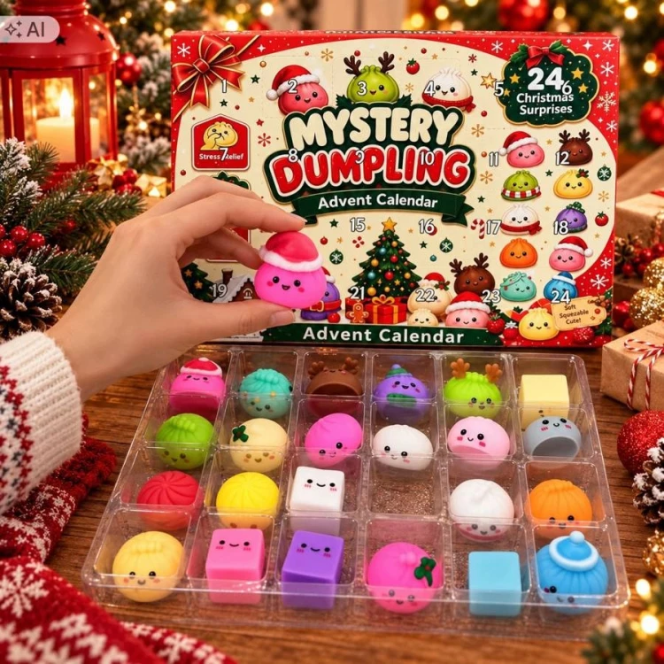 KALENDARZ ADWENTOWY SQUISHY 24 GNIOTKI DUMPLING ZABAWKI PREZENT ŚWIĘTA