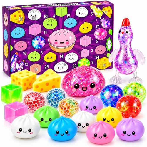 KALENDARZ ADWENTOWY SQUISHY GNIOTKI 24 DNI ANTYSTRESOWE ŚWIĄTECZNY PREZENT